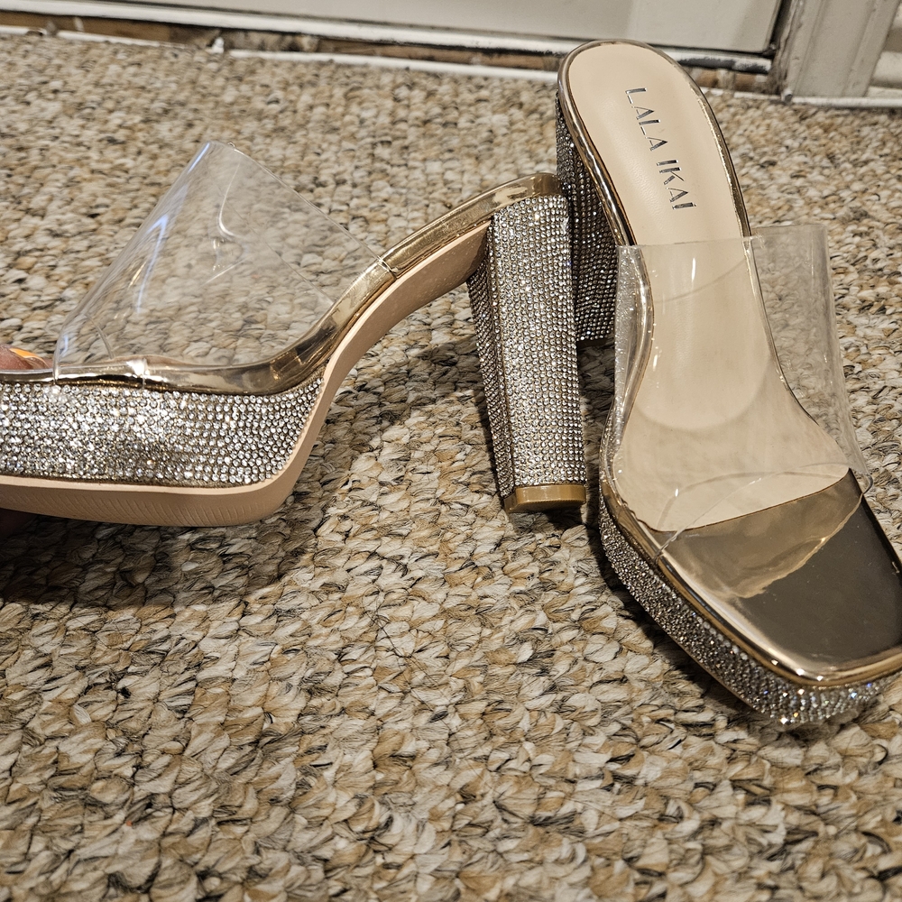 Gold Rhinestone Women's Heels